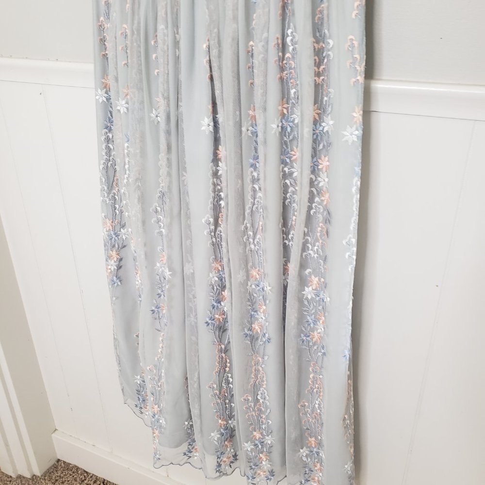 BHLDN Parsons Dress Light Gray/Silver Dress with Floral Embroidery - Picture 5 of 11
